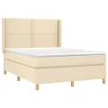 cadre de lit avec matelas Crème 140x190 cm Tissu