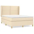 cadre de lit avec matelas Crème 140x190 cm Tissu