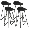 Tabourets de bar lot de 4 noir cuir véritable