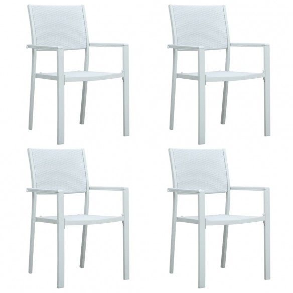 Chaises de jardin 4 pcs Blanc Plastique Aspect de rotin