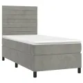 cadre de lit et matelas Gris clair 100x200cm Velours