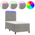 cadre de lit matelas LED Gris clair 80x200cm Velours