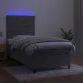 cadre de lit matelas LED Gris clair 80x200cm Velours