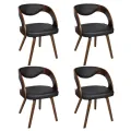 Chaises à manger lot de 4 marron bois courbé et similicuir