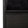 Banc de jardin inclinable et coussins noir 173cm résine tressée
