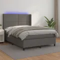cadre de lit matelas LED Gris 140x190cm Similicuir