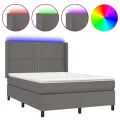 cadre de lit matelas LED Gris 140x190cm Similicuir