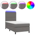 cadre de lit avec matelas et LED Gris 100x200 cm
