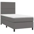 cadre de lit avec matelas et LED Gris 100x200 cm