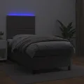 cadre de lit avec matelas et LED Gris 100x200 cm