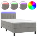 cadre de lit avec matelas LED Gris clair 100x200 cm