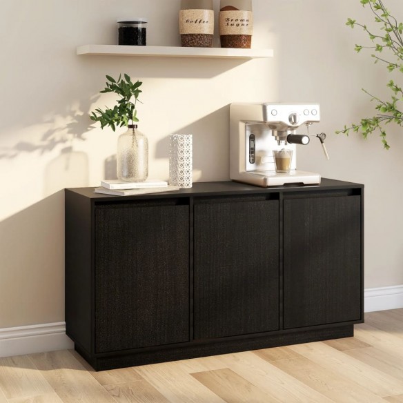 Buffet Noir 111x34x60 cm Bois massif de pin