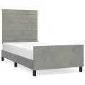 Cadre de lit avec tête de lit Gris clair 80x200 cm Velours