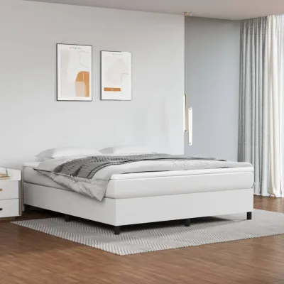 cadre de lit avec matelas Blanc 160x200cm Similicuir