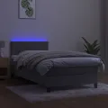cadre de lit et matelas et LED Gris clair 80x200cm