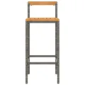 Tabourets de bar 2 pcs gris résine tressée et bois d'acacia