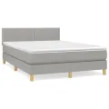 cadre de lit avec matelas Gris clair 140x200cm Tissu