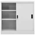 Armoire de bureau porte coulissante Gris clair 90x40x90cm Acier