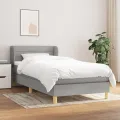 cadre de lit avec matelas Gris clair 90x200 cm Tissu