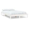 Cadre de lit blanc 200x200 cm bois de pin massif