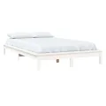 Cadre de lit blanc 200x200 cm bois de pin massif