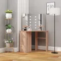 Coiffeuse d'angle avec LED Chêne 111x54x141,5 cm