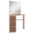 Coiffeuse d'angle avec LED Chêne 111x54x141,5 cm