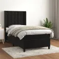 cadre de lit avec matelas Noir 100x200 cm Velours