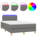 cadre de lit et matelas et LED Gris foncé 120x200 cm