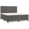 cadre de lit et matelas Gris foncé 160x200cm Velours