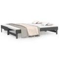 Lit coulissant Gris 2x(90x200) cm Bois de pin massif