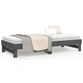 Lit coulissant Gris 2x(90x200) cm Bois de pin massif