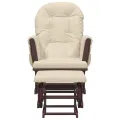 Chaise berçante avec repose-pied Blanc crème Tissu