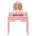 Coiffeuse avec tabouret et miroir pliable en 3 Rose