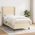 cadre de lit et matelas Crème 90x190 cm Tissu
