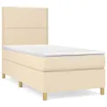 cadre de lit et matelas Crème 90x190 cm Tissu