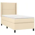 cadre de lit avec matelas Crème 90x200 cm Tissu