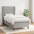 cadre de lit avec matelas Gris clair 100x200cm Tissu