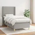 cadre de lit avec matelas Gris clair 100x200cm Tissu