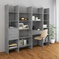 Bibliothèque Gris béton 60x35x180 cm Aggloméré