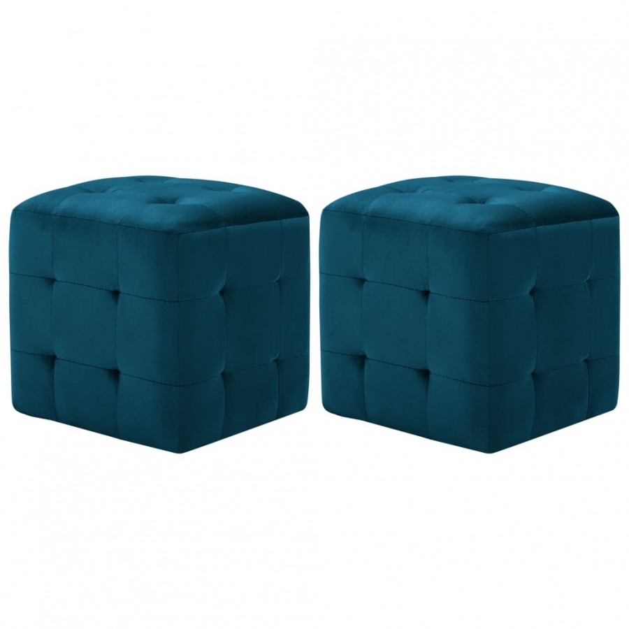 2 pcs Poufs Bleu 30 x 30 x 30 cm Tissu velours