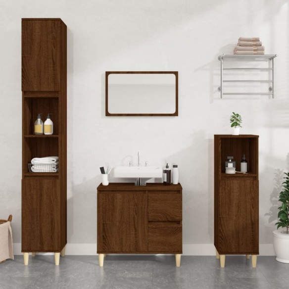 Armoire de bain chêne marron 30x30x100 cm bois d'ingénierie