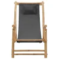 Chaise de terrasse Bambou et toile Gris foncé
