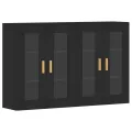 Armoires murales 2 pcs noir bois d'ingénierie