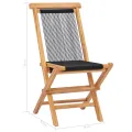 Chaises pliables de jardin 2 pcs Bois de teck solide et corde