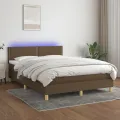 cadre de lit matelas et LED Marron foncé 140x190 cm