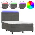 cadre de lit avec matelas LED Gris foncé 140x190 cm