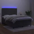 cadre de lit avec matelas LED Gris foncé 140x190 cm