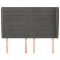 Tête de lit avec oreilles Gris foncé 147x23x118/128 cm Velours