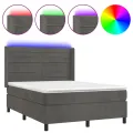 cadre de lit matelas et LED Gris foncé 140x200 cm